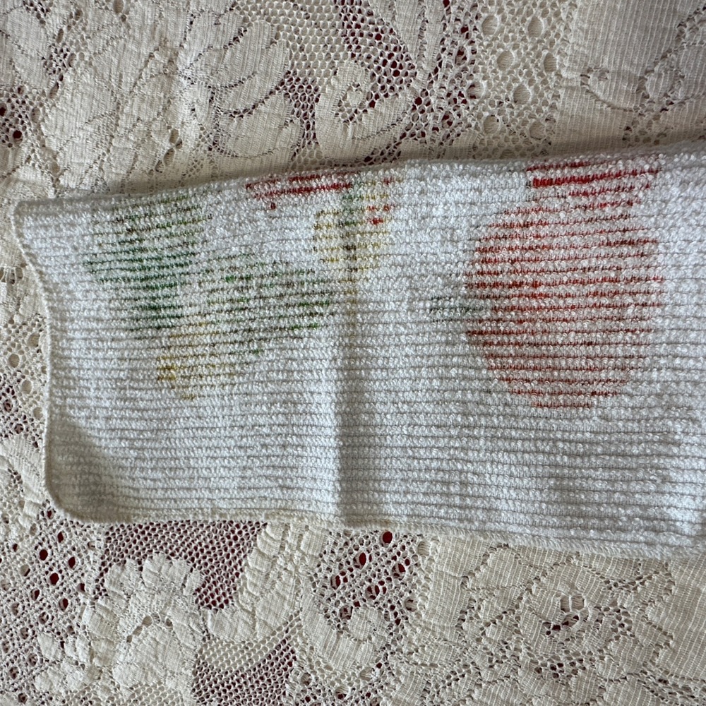 Vintage Cannon Harvest Fruit Pumpkin Washcloth White Cotton Terry Towel USA Made - Picture 2 of 5